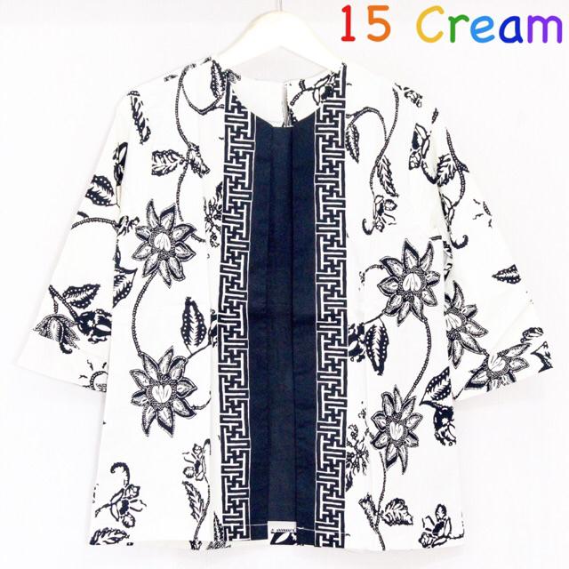 VL88 - Atasan baju batik wanita lengan panjang u/ blouse muslimah & hijaber bahan katun strecth-15. Cream