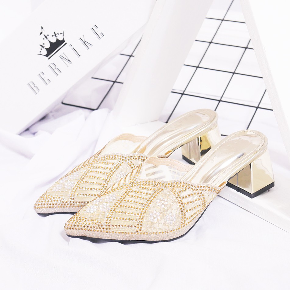 Bernike Shoes - AGNES Sepatu Pesta Wanita Payet Import Heels 5 Cm