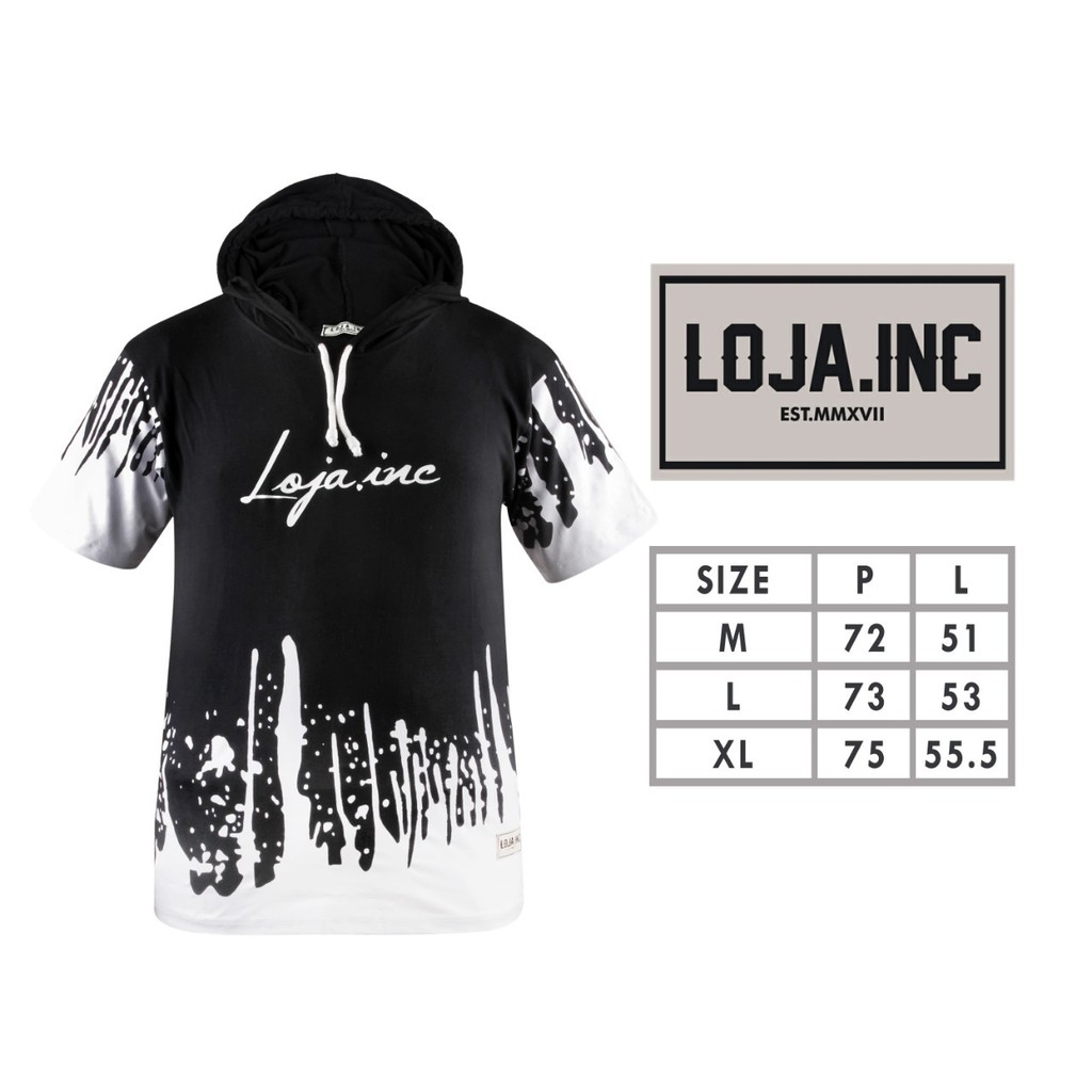 Baju Kaos Pria - Baju Hoodie - Kaos Hoodie Original Loja Inc - Kaos Loja - Motif 01 Hitam