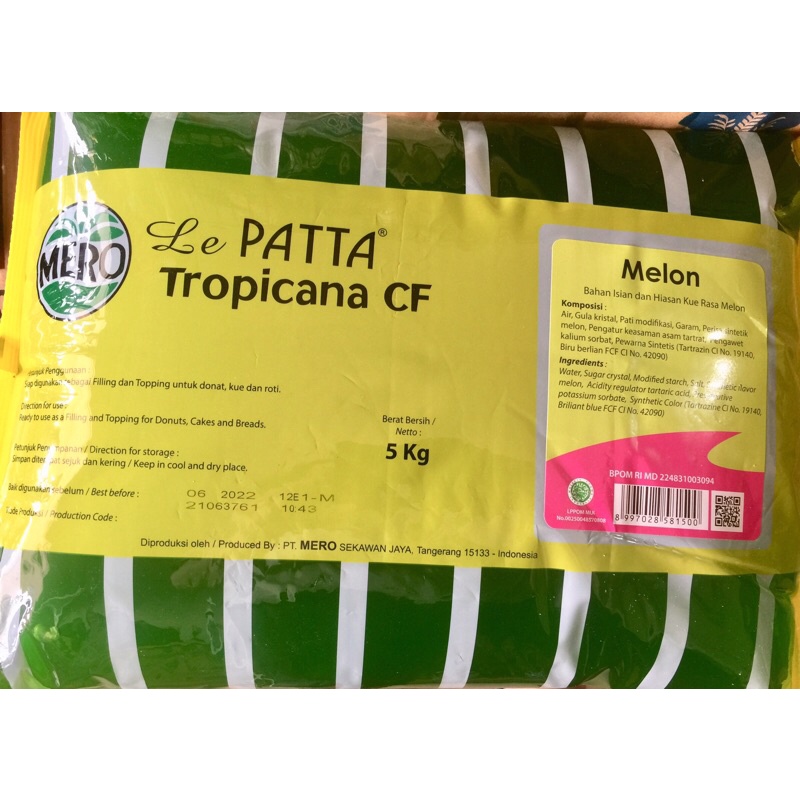 Selai Lepatta Melon 5 Kg (BONUS Gula Halus Mentari 200gr) Tropicana Melon CF