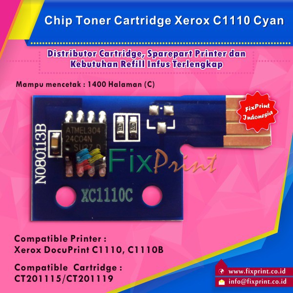 Chip Xerox C1110 Cyan, Chip Reset Toner Cartridge Xerox C1110 Cyan