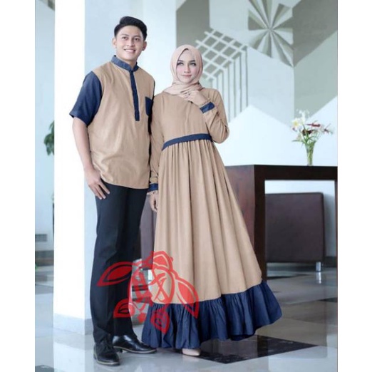 Baju Couple Pasangan Set Gamis Couple Keluarga Kapelan Suami Isri Kapel Pacar Kondangan Kekinian Terbaru 2022