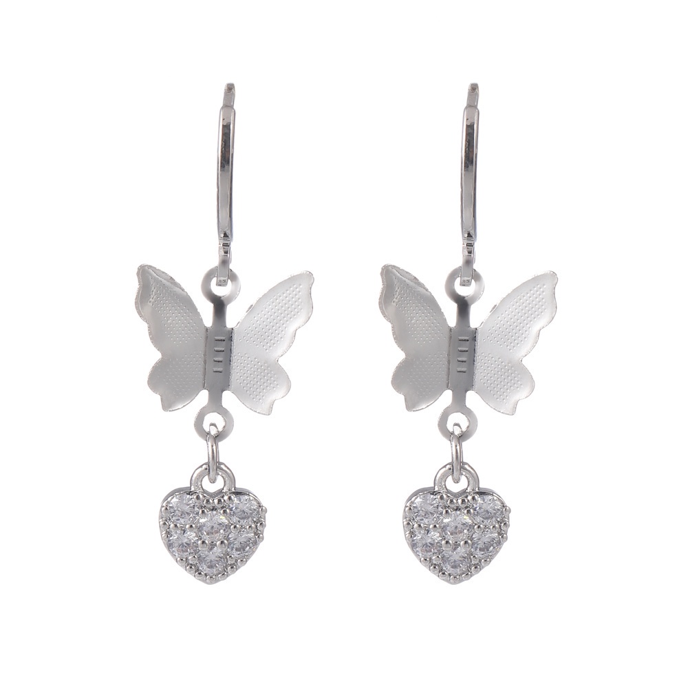 Anting Kupu  Kupu Titanium Gantung Hijab  Butterfly  Anak Anti Karat / D181