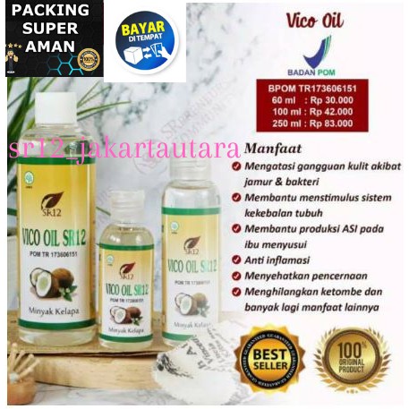 Vco Virgin Coconut Oil Minyak Kelapa Murni SR12 / Vico Virgin Coconut Oil 60ml/ 100ml/ 250ml/ 60Kap