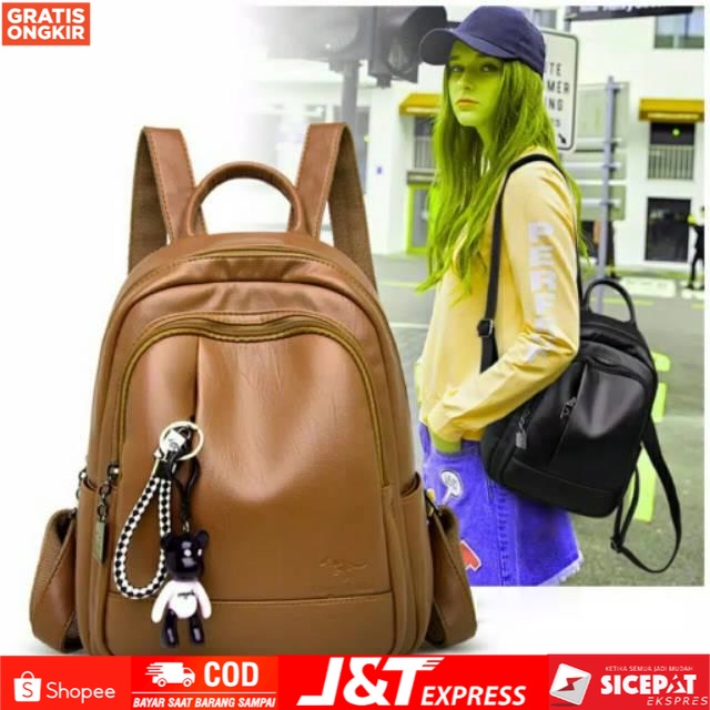TAS PUNGGUNG GADIS TAS BESAR LAPTOP MULTIFUNGSI SELEMPANG TAS RANSEL BACKPACK WANITA TAS FASHION KOR