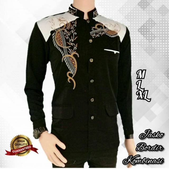 Jasko bordir kombinasi putih, jasko bordir hitam, jasko kombinasi