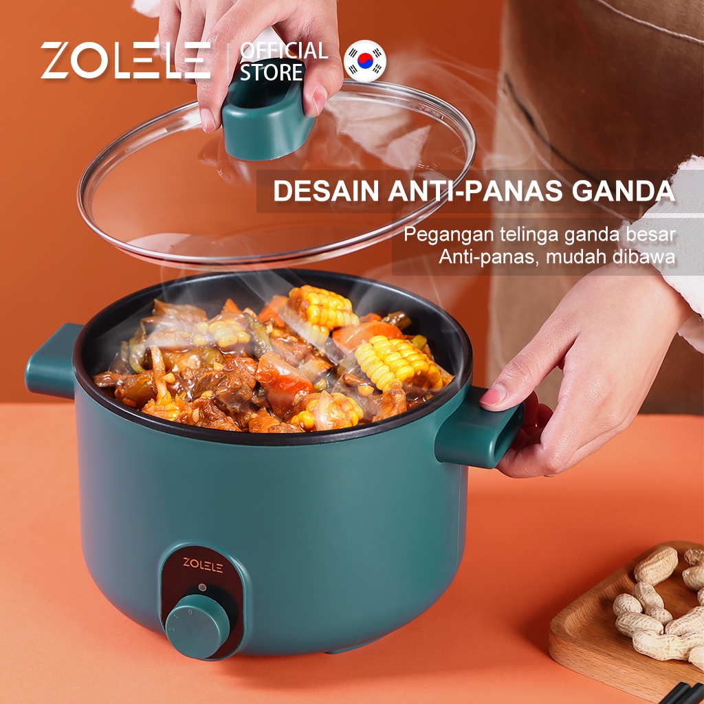 ZOLELE Panci Listrik Multifungsi 3 In 1 Electric Cooker Pot Panci Presto Penanak Nasi Cooker Magiccom Low Carbo Kecil Portable Digital Non Stick Steamer Food Cooker Fry Pan Kukus Deep Fryer Steamer ZC002