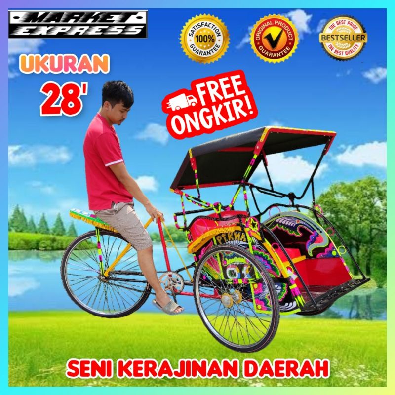 becak beca Besar gowes otel tradisional Indonesia ukuran 28