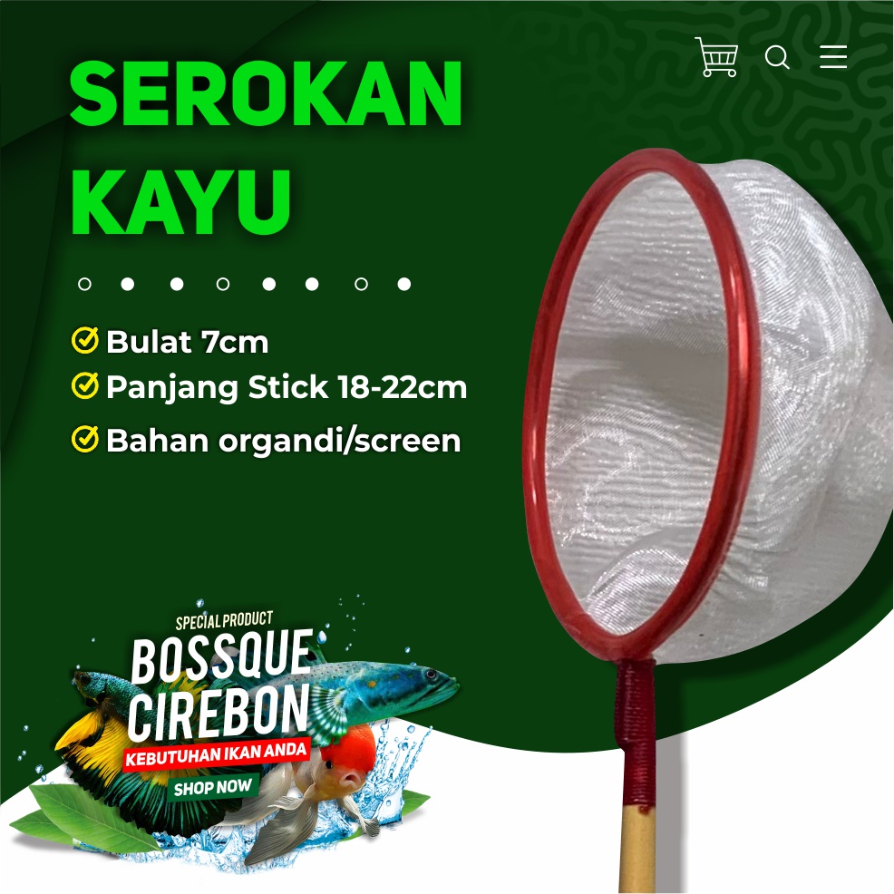 Serokan Ikan Cupang Murah Meriah Kayu Bulat 7cm Seser Saringan Sauk Ikan Hias Jentik Kutu Air
