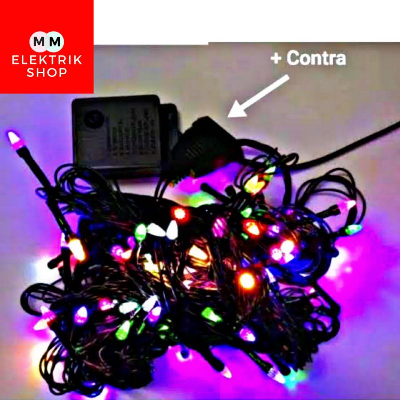 ATN Lampu Kelap Kelip Premium Kabel Hitam Lampu Natal RGB 10Yard Best Seller ATN