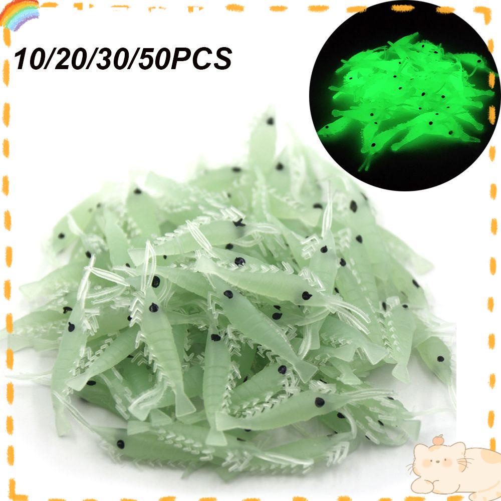 Solighter 10 / 20 / 30 / 50 Pcs Umpan Pancing Soft Bait Bentuk Udang Bahan Silikon