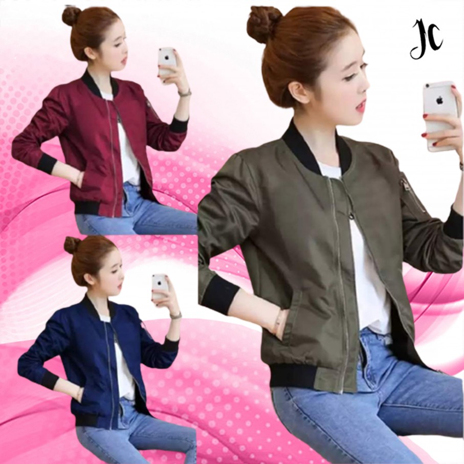 Jaket Bomber Wanita Basic Outer - JCCollections