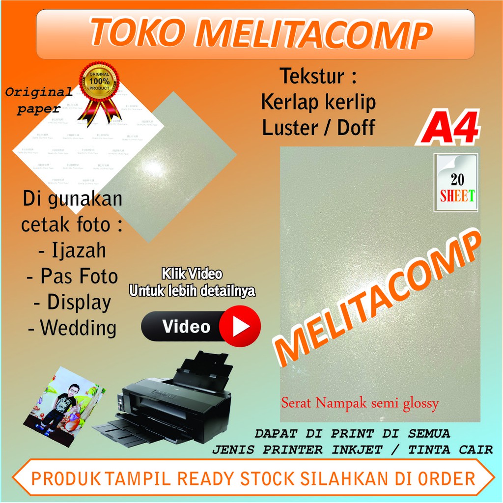 Jual Fujifilm Kertas Foto Silky Luster Doff A4 original isi 20 lembar ketebalan 210g untuk