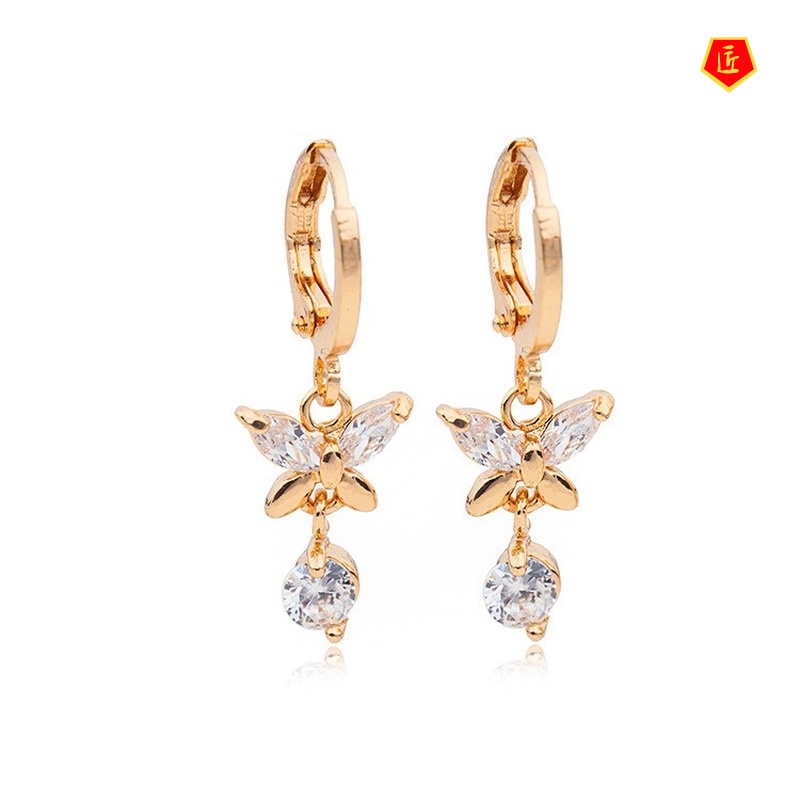 [Ready Stock]Fashion Bowknot Rose Gold Earrings Elegant Personality