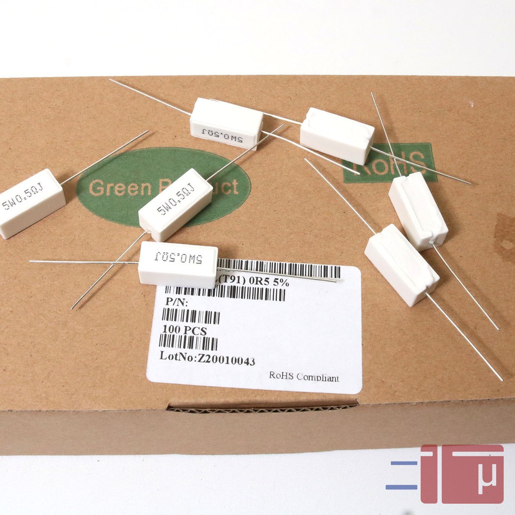 Resistor Kapur 0.5R 0.5 Ohm 5W Taiwan Kaki Tembaga