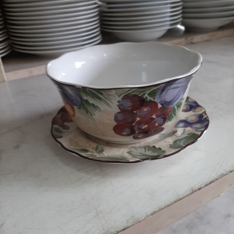 SET CAKEPLATE+BOWL/PIRING CANTIK/KADO/GIFT/HADIAH/MANGKOK BAKSO