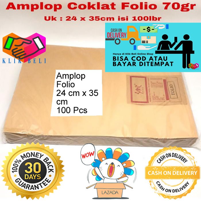 Amplop Coklat Kabinet / Super Kabinet / Folio / Kuarto / 1/2 Folio / Folio Envelope - 100 Pcs