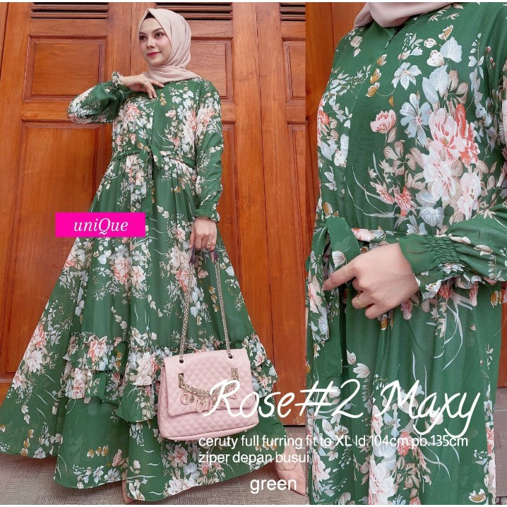 GAMIS BUNGA WANITA REMAJA KEKINIAN TERBARU DRESS MUSLIM BUNGA BUNGA KONDANGAN MAXY