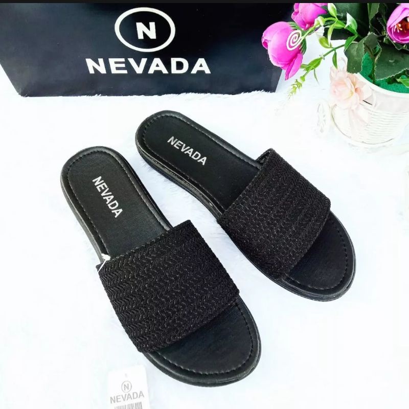 Sandal Flat Rajut Wanita trendi-Sandak Teplek rajut murah Kekinian