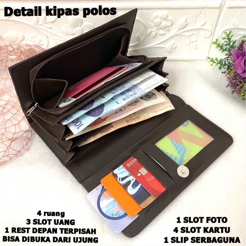 Dompet panjang Kipas LV impor 3 ruang / dompet wanita