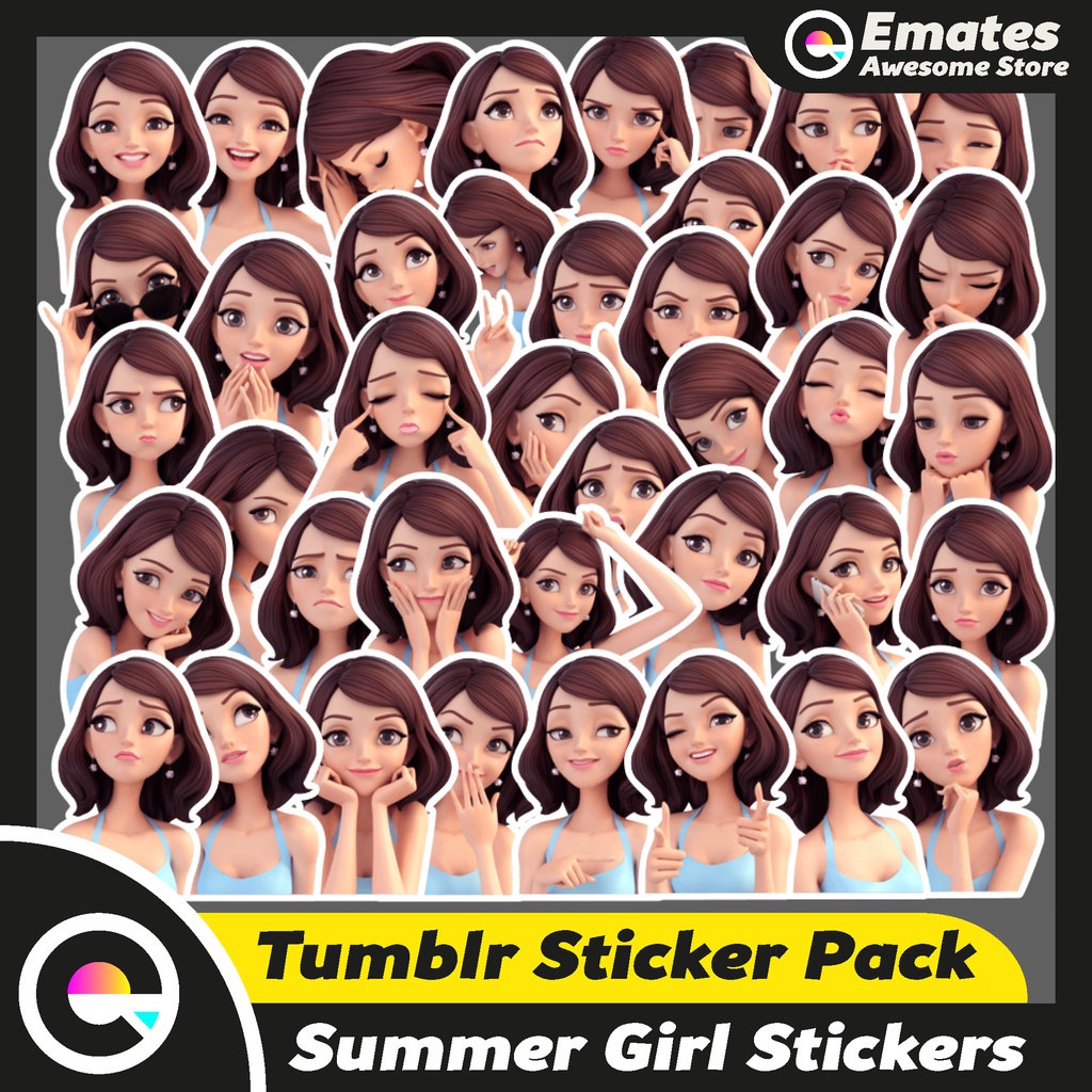 

[50pcs] Stiker Sticker Summer Girl Stiker Pack Aesthetic Laptop Waterproof