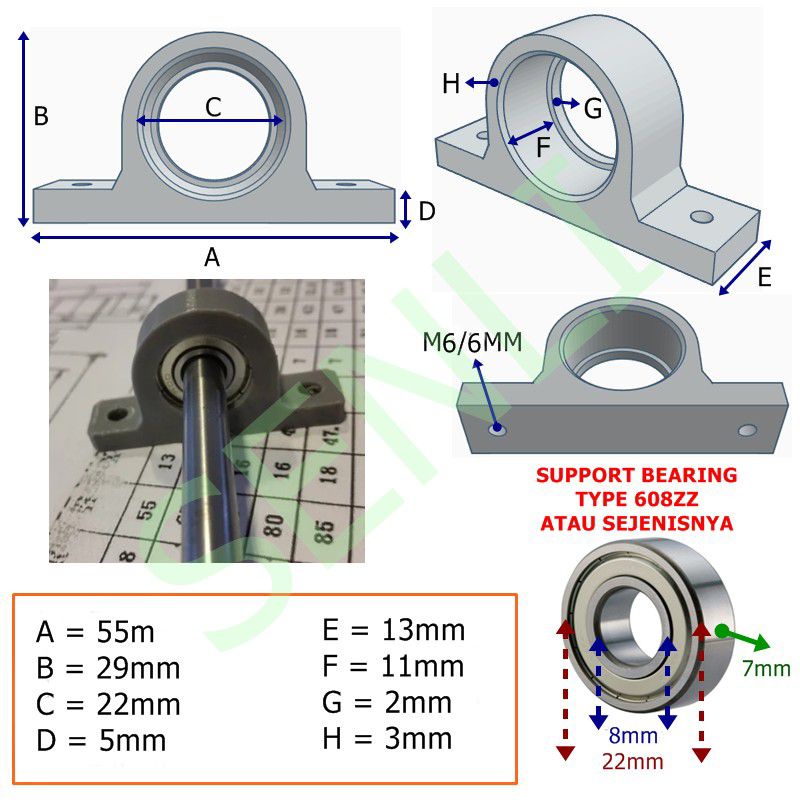 KP08 bearing insert bearing shaft support 8mm Cover Pillow Block Bearing 22mm