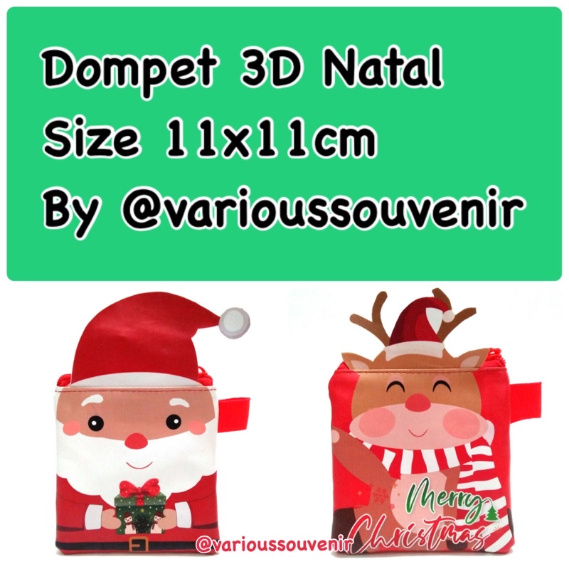 Dompet 3D Sinter Klaus Santa Klaus Rusa Rudolf Souvenir Natal Sovenir Christmas Sinter Klas Lucu untuk Anak Anak Sekolah Minggu Hadiah Gereja