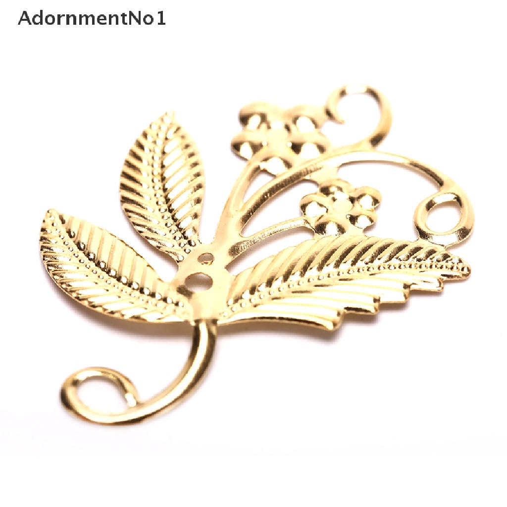 [AdornmentNo1] 50Pcs Vintage Metal Leaf Filigree Flower Slice Charms DIY Craft Jewelry Making [new]