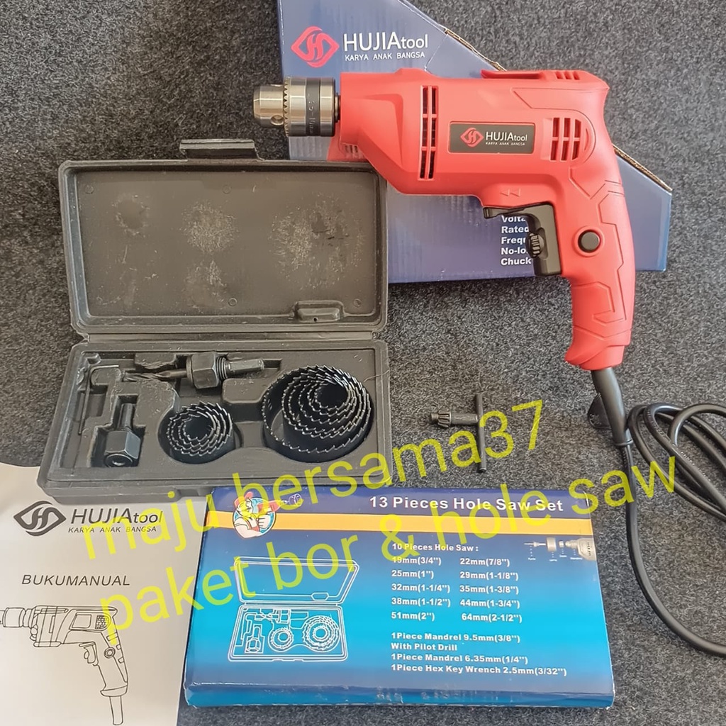 Vs Paket mesin bor listrik hujia 10mm hole saw mata bor pelubang kayu 13pc
