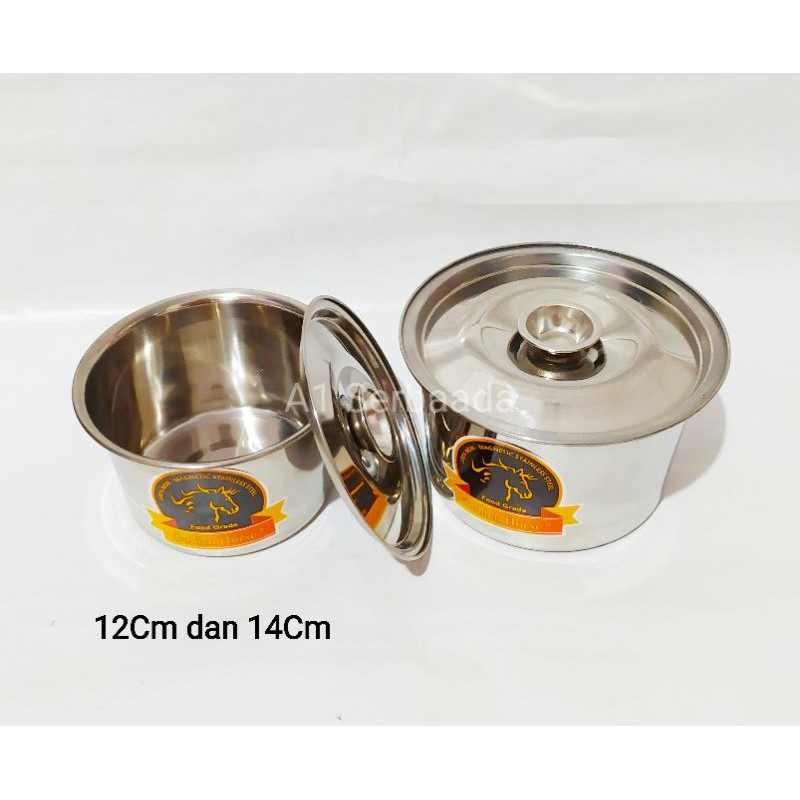 A1 Wadah Stainless Steel Tempat Penyimpanan Makanan Bumbu Dapur Ukuran 12cm dan 14cm