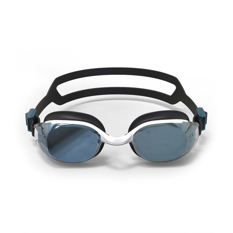 Kacamata Renang Dewasa Swimming Goggles Mirrored Lenses B Fit 500 White Black / Blue Black