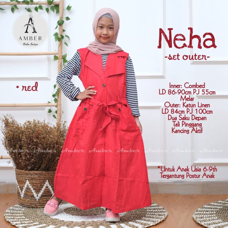 Neha set overal ori Amber/setelan baju anak usia 6-9thn/set overal anak amurah ori solo