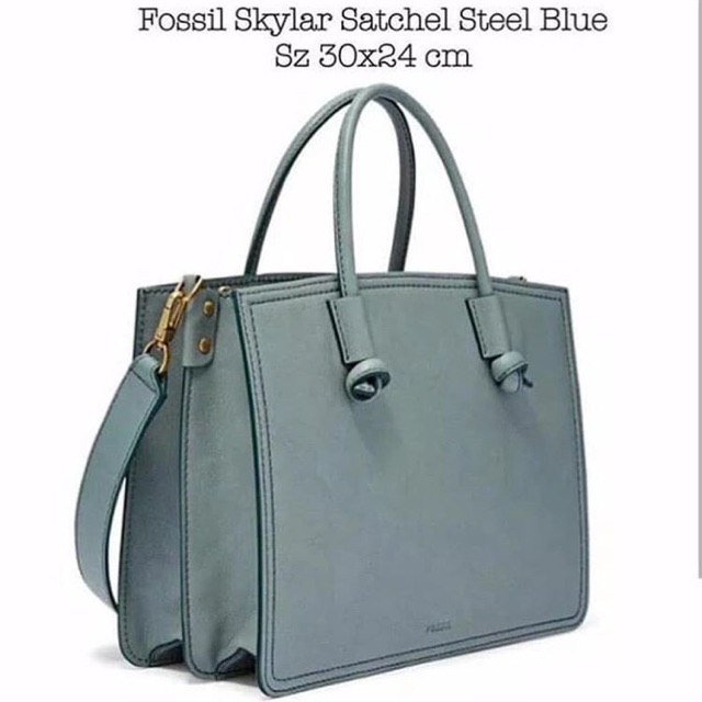 Preloved Fossil Satchel Steel Blue