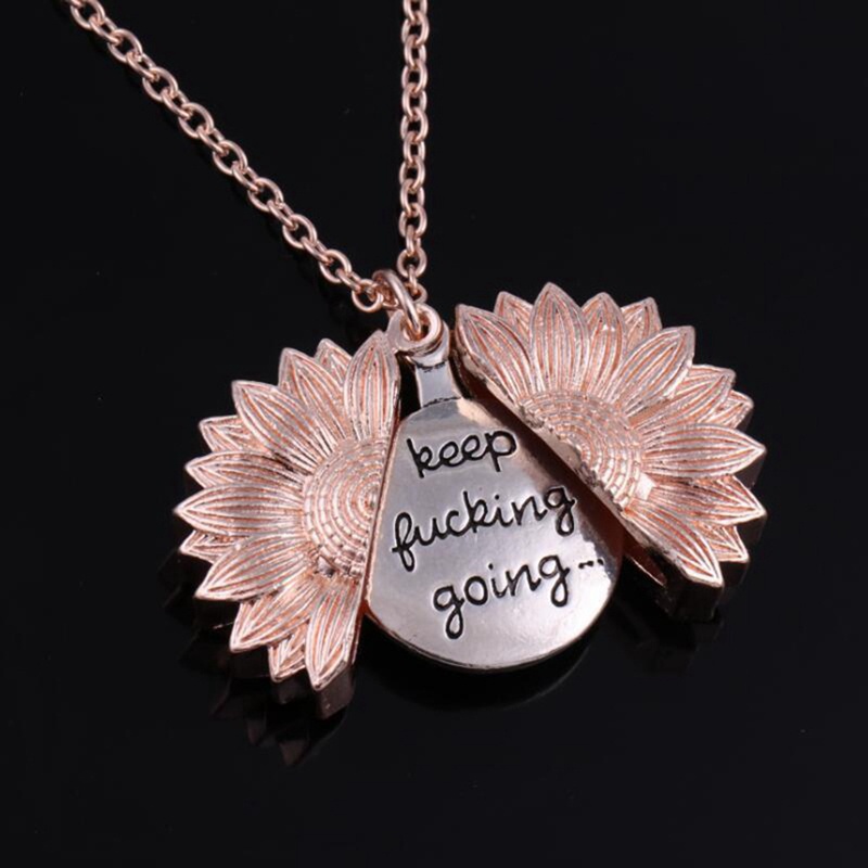Retro Sunflower Lettering You Are My Sunshine Chain Short Clavicle Chain Necklace Gifts