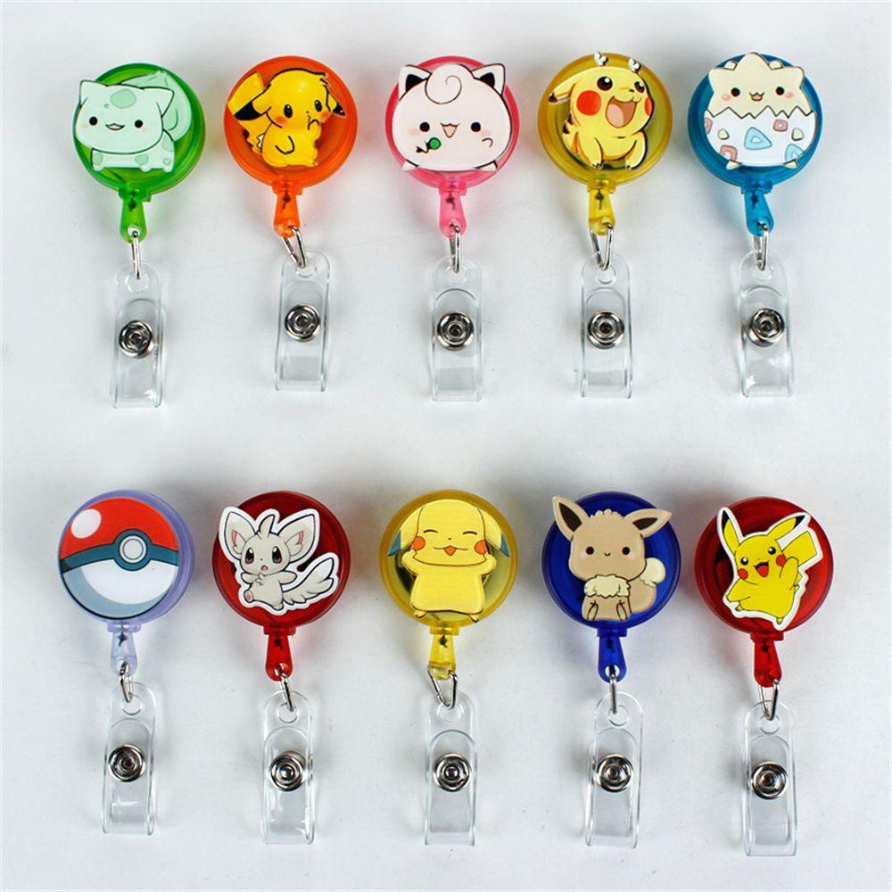 Mxbeauty Retractable Badge Reel Kantor Kartun Pikachu Name Tag ID Card Klip Pokemon Go Badge Holder