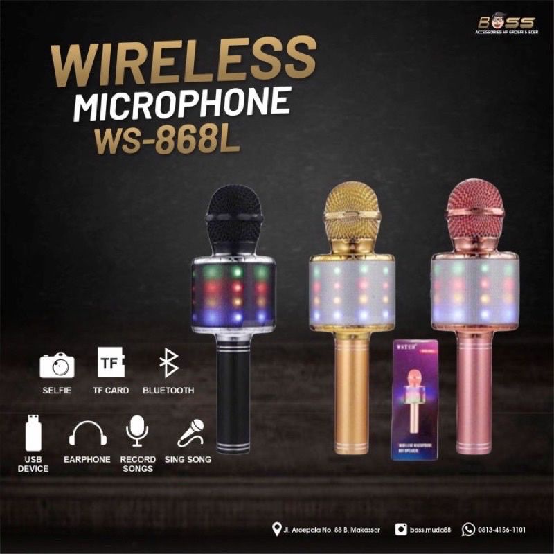 Mic Speaker WS858 WS868L Microphone Bluetooth Karaoke Smule Wireless WS-858 WS 868L 868