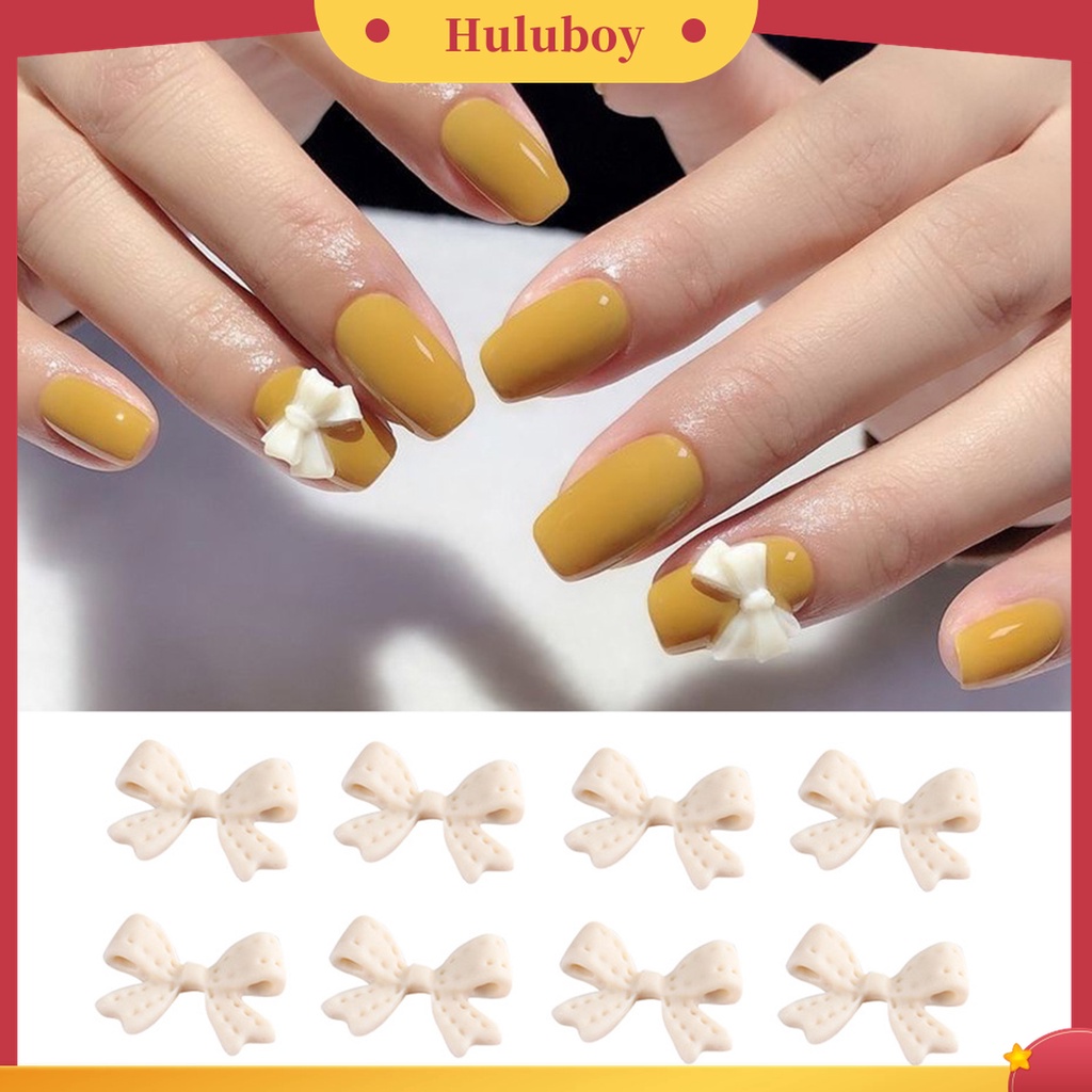 Huluboy Huluboy♡ 20pcs / Set Ornamen Pita 3D Efek Frosted Bahan Resin Warna-Warni Untuk Dekorasi Nail Art