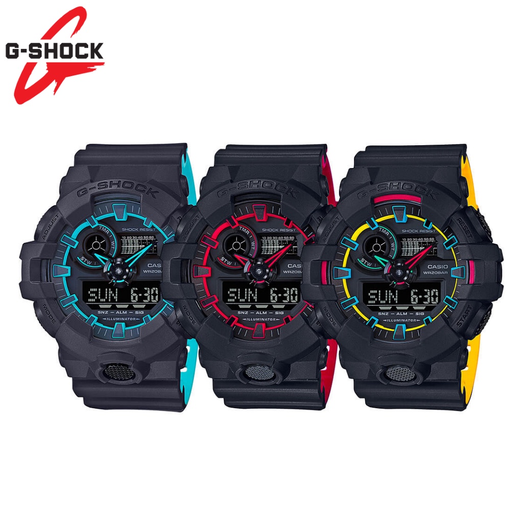 CASIO GSHOCK GA-700 FULLSET DUAL TIME ANALOG-DIGITAL AUTOLIGHT SPECIAL COLOR