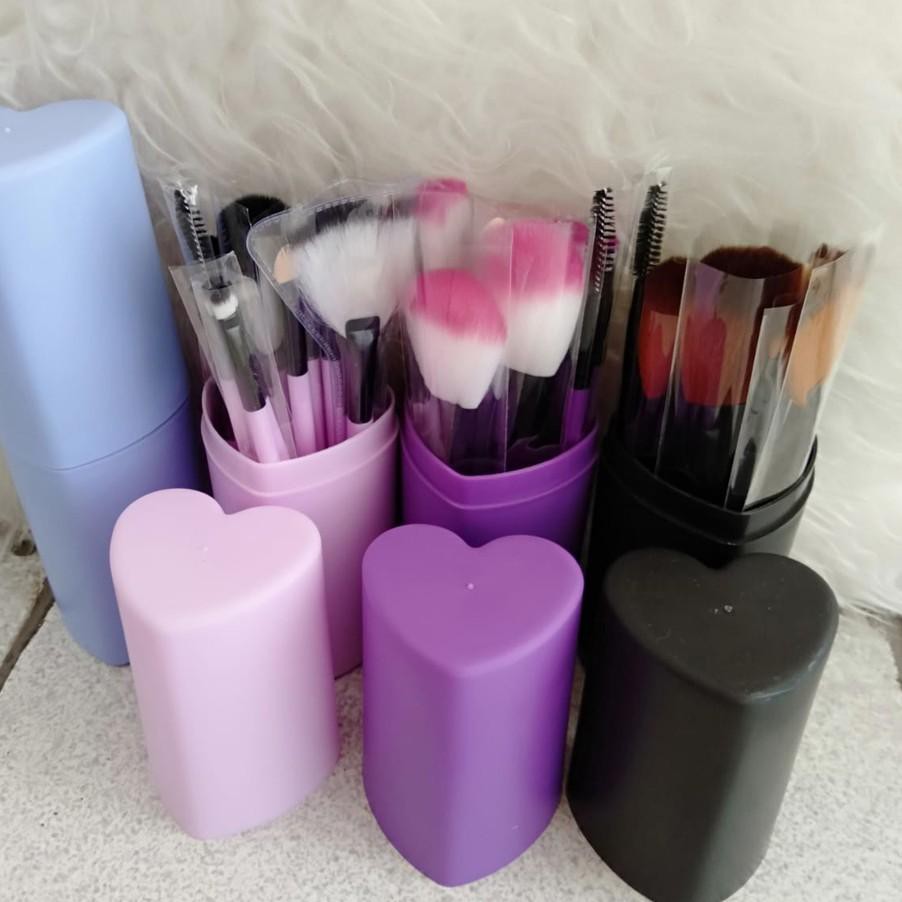 NEW ג  JBS  Brush Set Tube Kuas Rias Make Up 12 Pcs Kuas Make Up Foundation Brush Free Tabung Love C