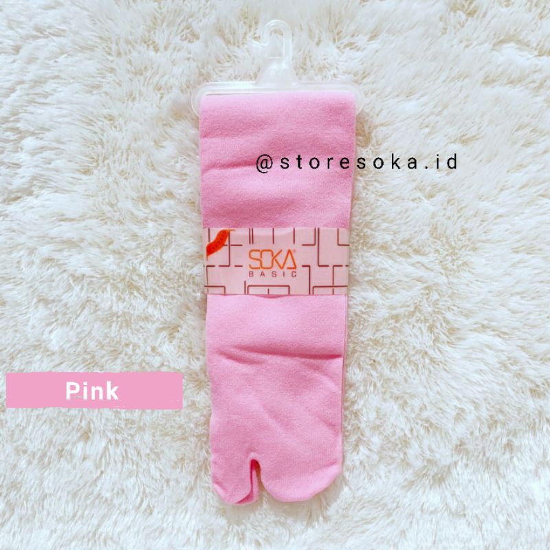 Kaos Kaki SOKA Jempol Panjang - Size L Basic Standar Polos-L-Pink|Pink