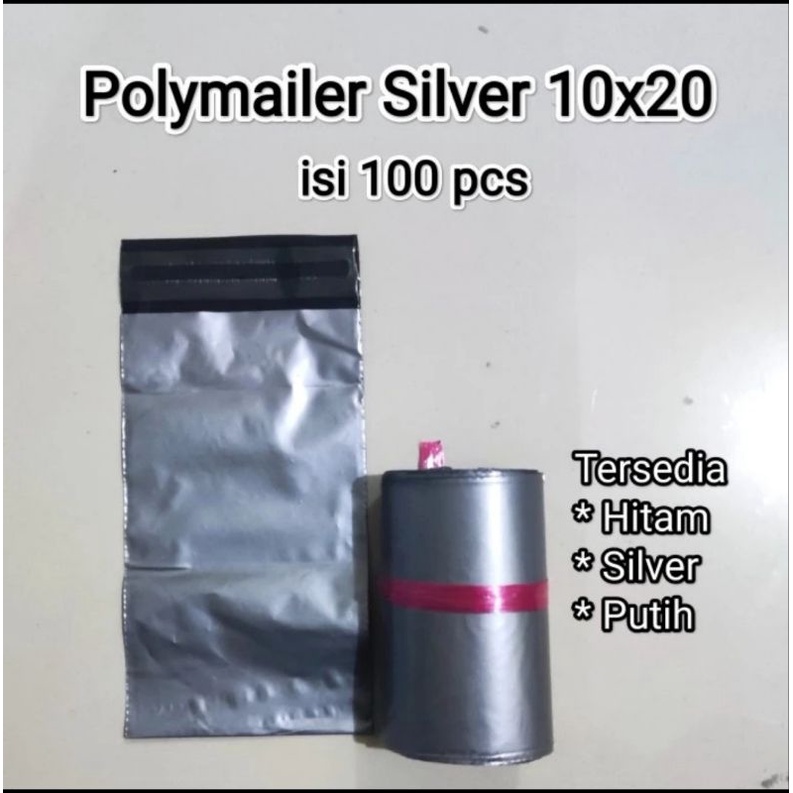 

plastik polymailer silver uk 10x20 (100pcs)/hd packing silver
