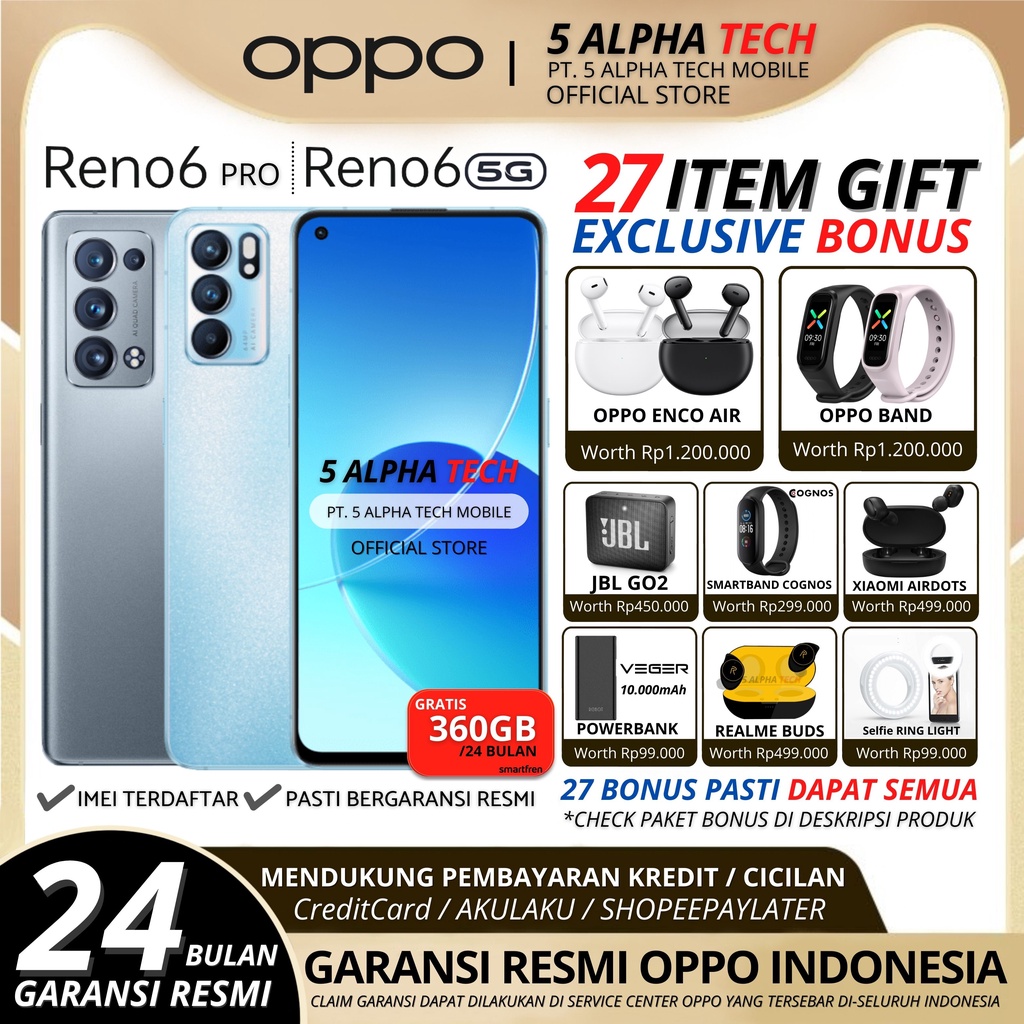 OPPO RENO 6 (RENO6 5G / RENO6 / RENO 6 PRO ) NFC 8/128GB -12/256GB GARANSI RESMI