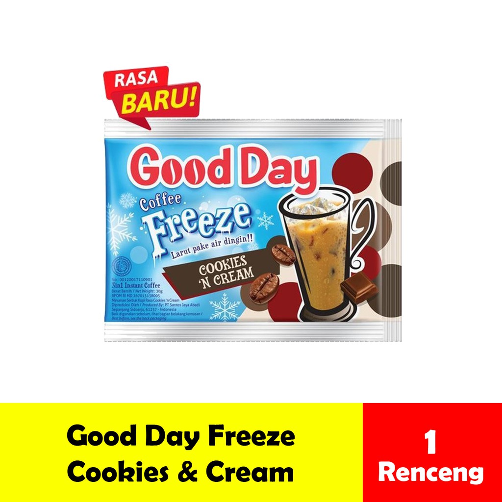 

Kopi GoodDay / Good Day Freeze Cookies n Cream Renceng - isi 10 pcs