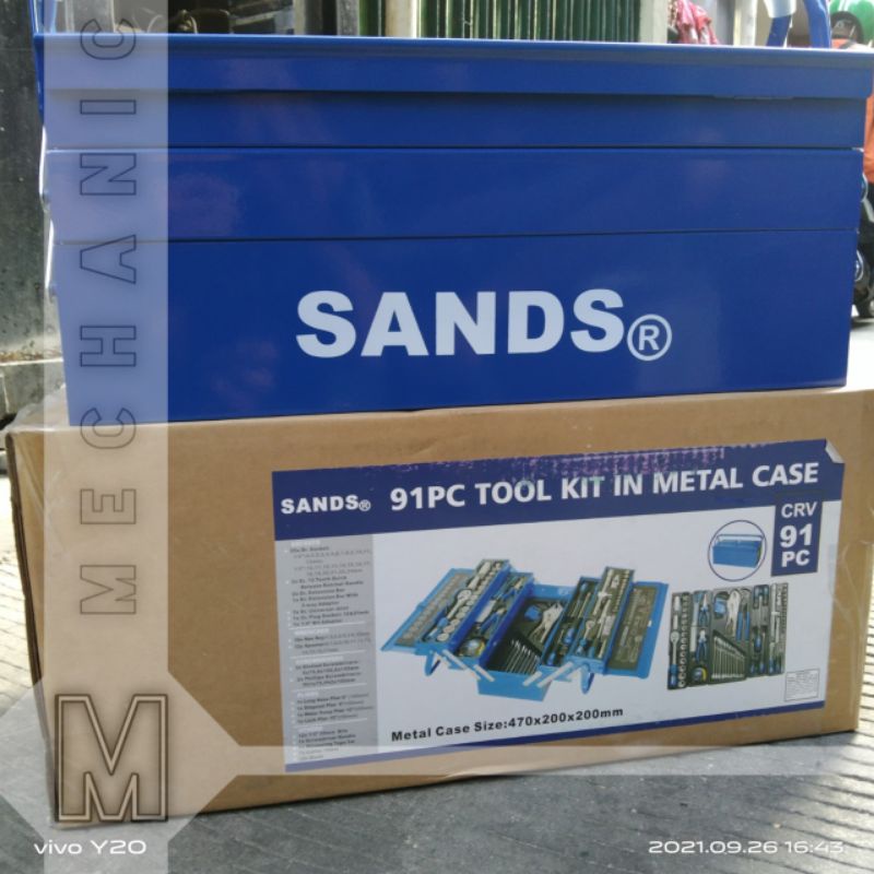 Kunci sock set Tool kit 91pcs  metal case box merk SANDs Tool box 91 pcs