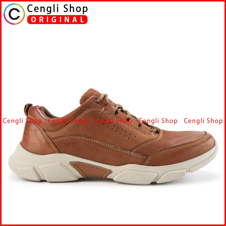 SEPATU SNEAKER JIM JOKER PRIA ORIGINAL CASUAL KULIT ASLI COKLAT JJ08