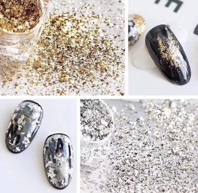 Nail foil 6 warna hiasan nail  art gold silver flakes flake nailart japan nails