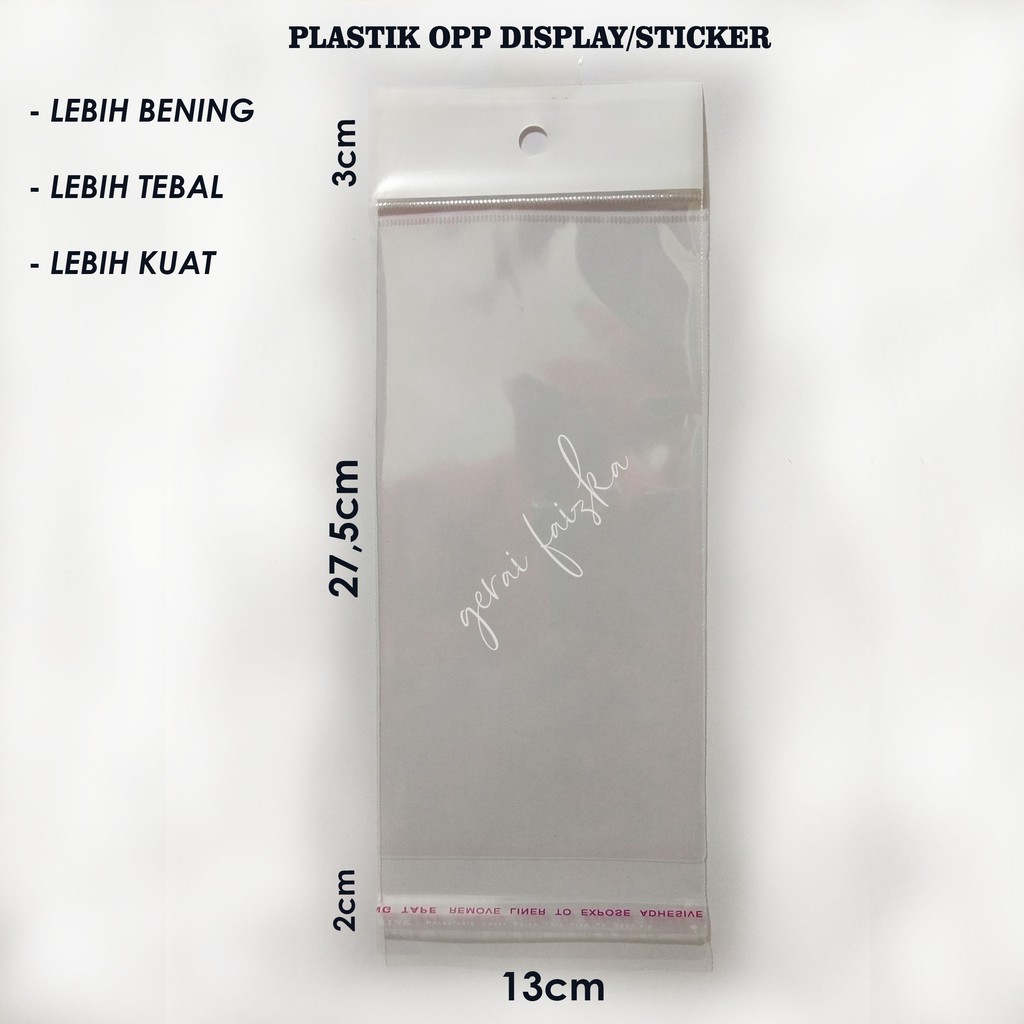 

PLASTIK OPP DISPLAY/STICKER 13X27,5~14X27,5