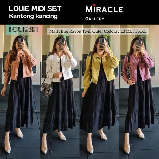 LOUIE MIDI SET 2IN1(KANTONG KANCING)-INER MIDI RAYON TWILL OUTER CODORAY/MIDI DRESS LOUIE SET