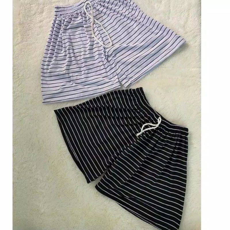 Celana tali salur pendek hot pant pants kolor stripe cewek