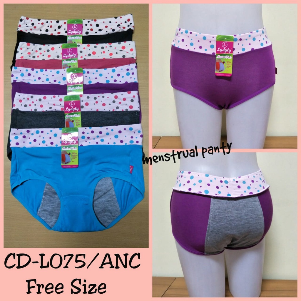 Celana Dalam / Underwear Wanita Menstruasi Lydyly 075 (Tinggi 23cm, Lebar 29cm, Lingkar 58cm Sebelum Ditarik)